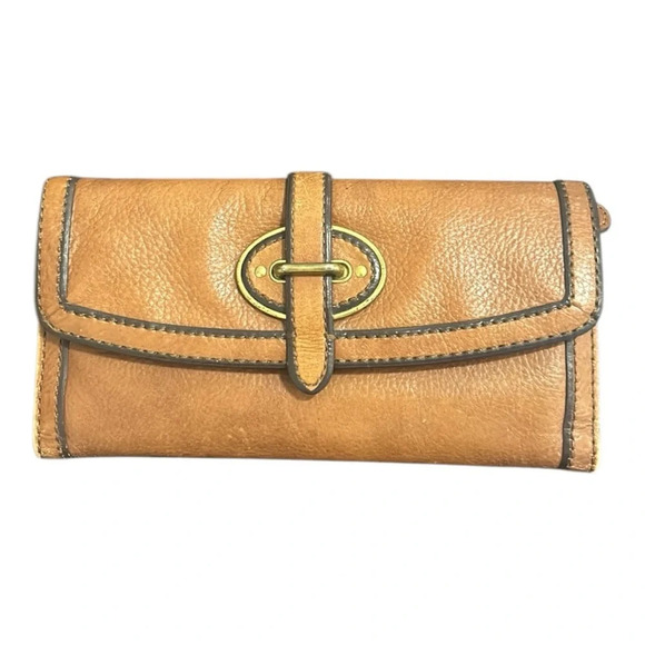 Fossil Vintage Leather Clutch Tan Billfold Card Wallet - Picture 3 of 16